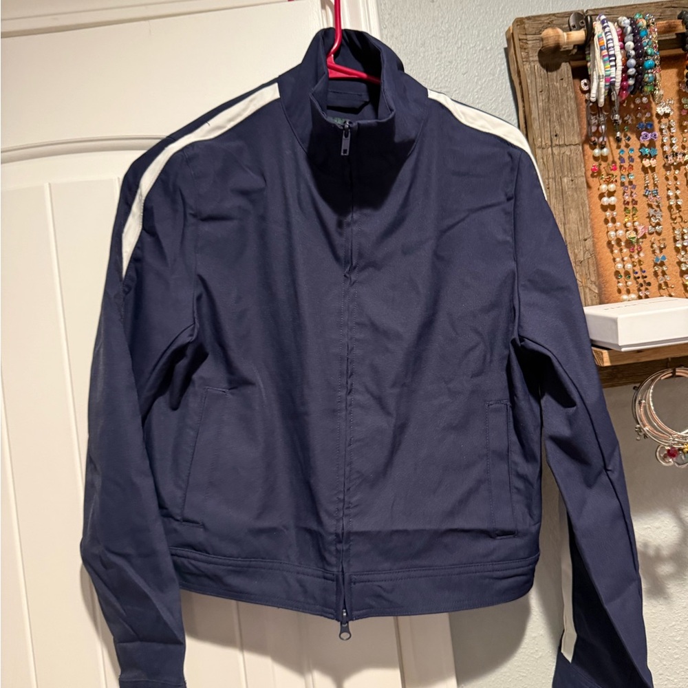 🍧Navy Blue track Jacket with White Accents